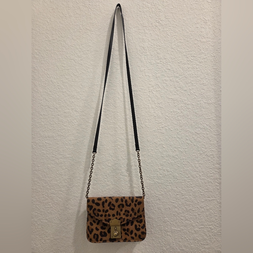 Leopard Print Crossbody Shoulder Bag - Brown